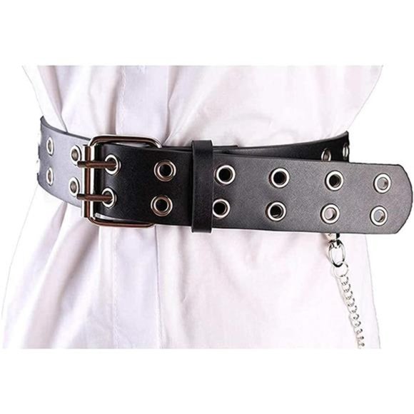 Grommet Leather Belts - Studded Holes Jeans Aesthetic Goth Punk-Waist-Belt